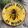 Bee Wall Decor Metal Sign Rustic Iron Plaque Honeycomb Design Farmhouse Home Garden Garage