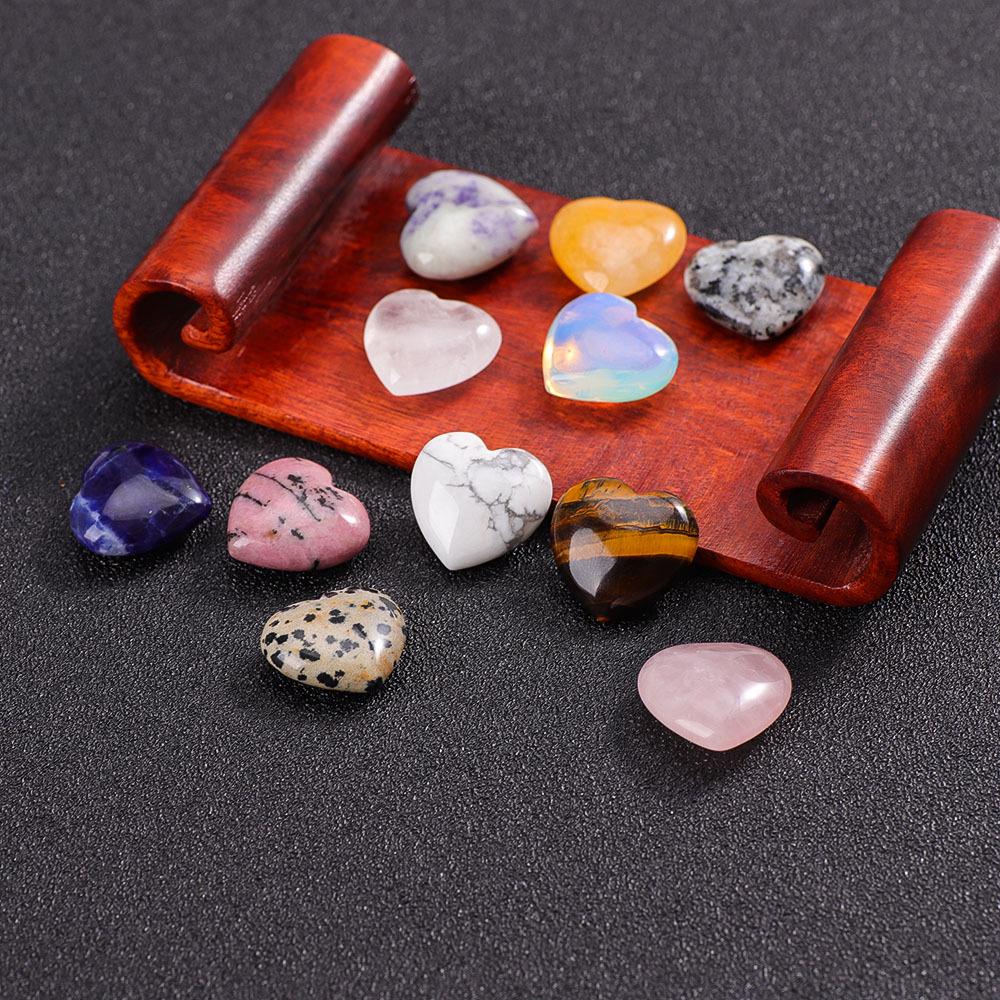 8x20mm Natural Stone Peach Heart Pendant - Crystal, Jade, Agate Gem for DIY Jewelry