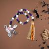 Halloween Tiered Tray Decoration Wooden Beaded Garland String with Tassel and Ghost Pumpkin Photography Props