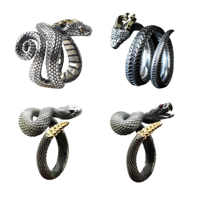 Niche personalized rattlesnake unisex ring, design sense animal alloy opening adjustable south snake element