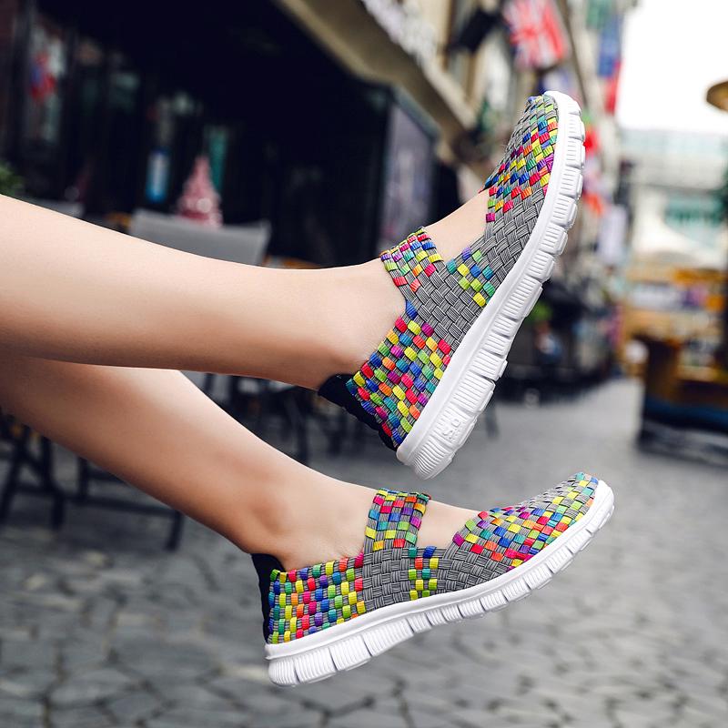 Women's Casual Running Breathable Knitted Mesh Fabric Dance Sneaker Shoes