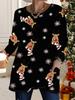 2025 Autumn Winter New Plus Size Women's Tops, Christmas 3D Print Fashion Crew Neck Long Sleeve T-Shirts