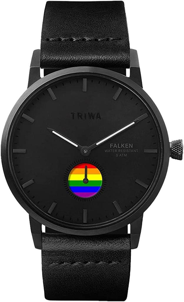Black Rainbow Calfskin Silver White FALKEN Swedish Scandinavian Design TRIWA/TRIWA Men's & Women's (Unisex) Watch, & Strap, Case, Dial,