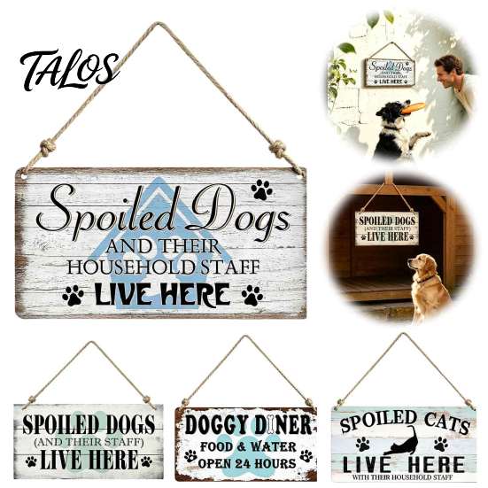 Decorative Wooden Pet Sign House Door Sign, Rustic Farmhouse Dog Wall Hanging Plaque, Theme Home Decoration Vintage Decor, Housewarming Gift