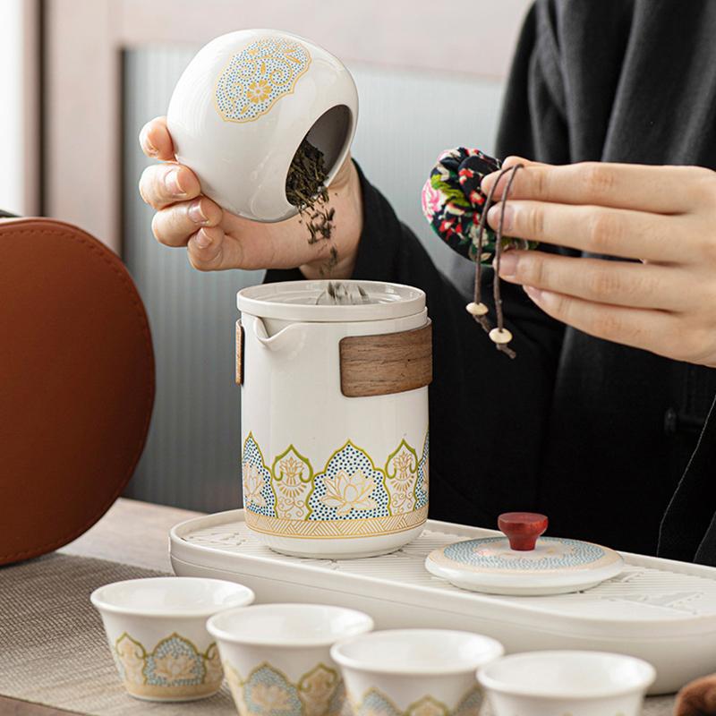 Portable Travel Kung Fu Tea Set Creative Ceramic Quick Tea Set Chinese Office Teapot And Cup Set Light Luxury Friend Gifts