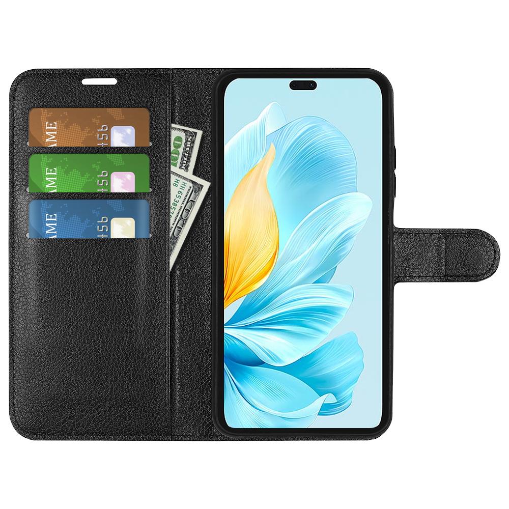 

For Honor 200 Lite Case Litchi Texture Leather Flip Wallet Phone Cover Black