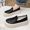 Sequin fisherman platform loafers women's 2025 spring new lazy one-pedal breathable fashion casual single shoes women