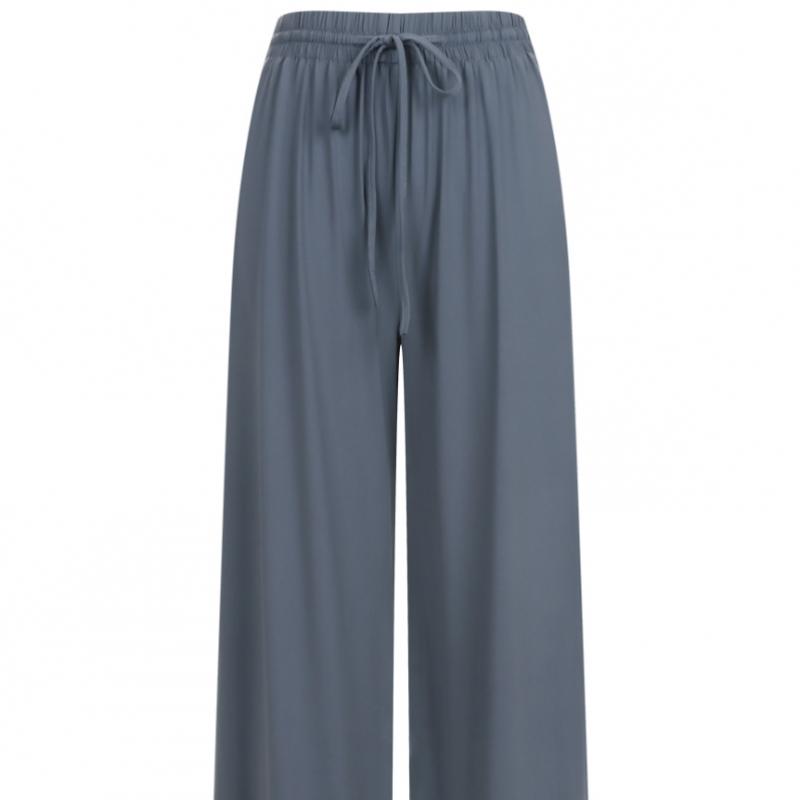 Shop   Women Ribbon Waistband Cooling Fabric Wide Pants Beige Pic Wpt 20648
