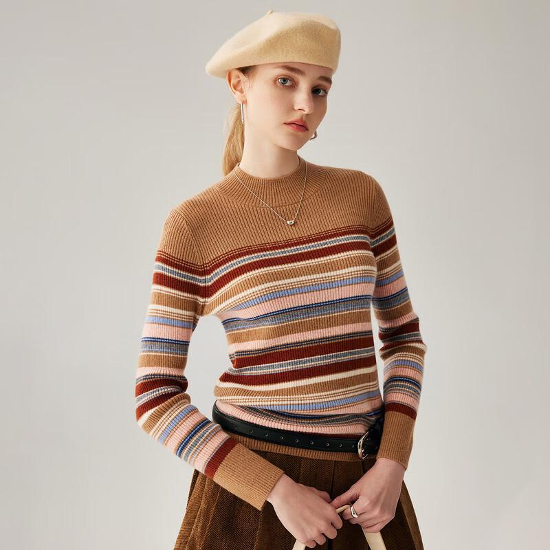 Zhaojun Women's 100% Cashmere Semi-High Neck Thick Sweater