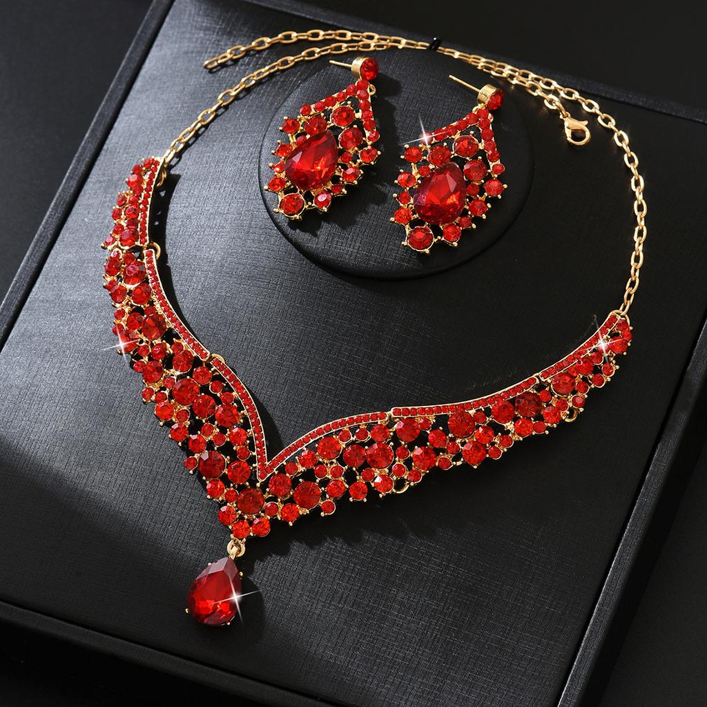 Vintage Jewelry Exaggerated Necklace Earrings Large Set Luxury Crystal Jewelry Banquet Wear