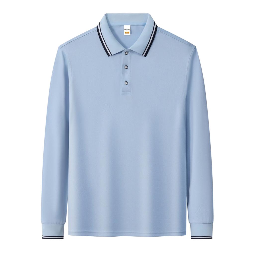 Men'S Clothing Brand Lapel Polo Shirt Long Sleeve T-Shirt High Quality Autumn Winter Solid Color Casual Breathable Top Unisex