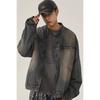 Giacca in Denim Lavato Retrò Usurato da Uomo - Casual Vestibilità Larga Primavera/Autunno 2023