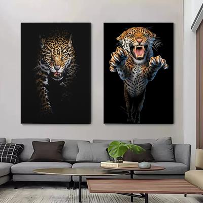 Poster nordic cu leoparzi modern și pictură pe pânză de imprimare, artă de perete cu animale sălbatice, imagine decorativă pentru decorarea camerei de zi