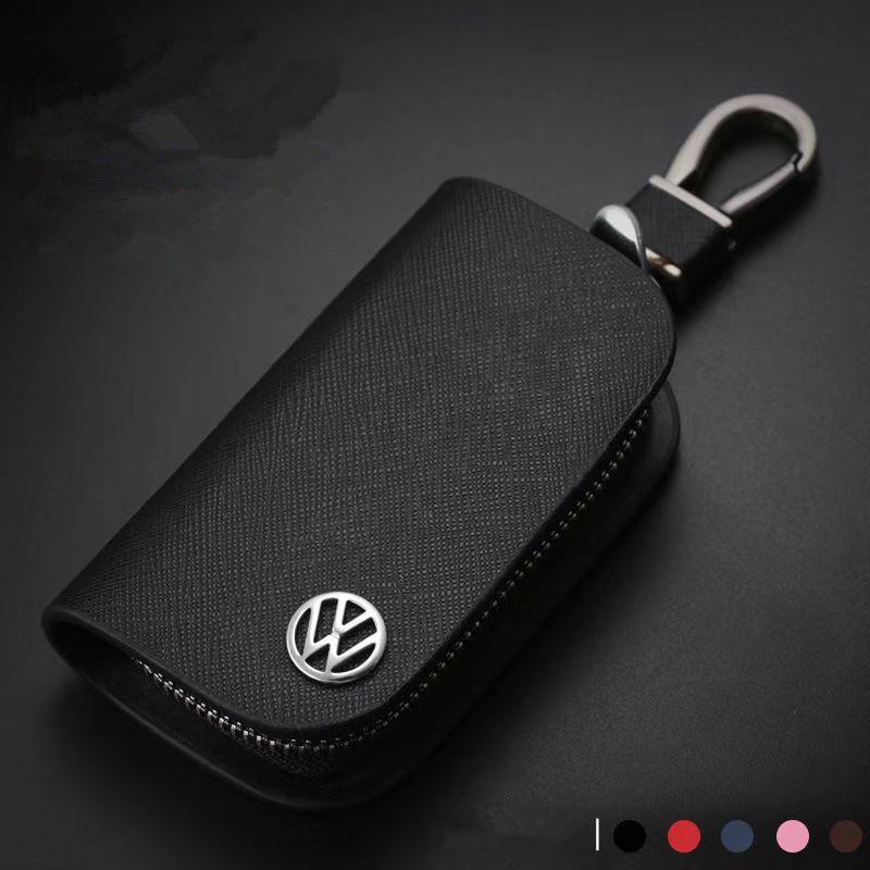 Valve Stems Caps Leather Car Key Case Cross Pattern Car Key Cover Key Holder For VW Volkswagen Golf Polo Passat Tiguan Touran Je zw0