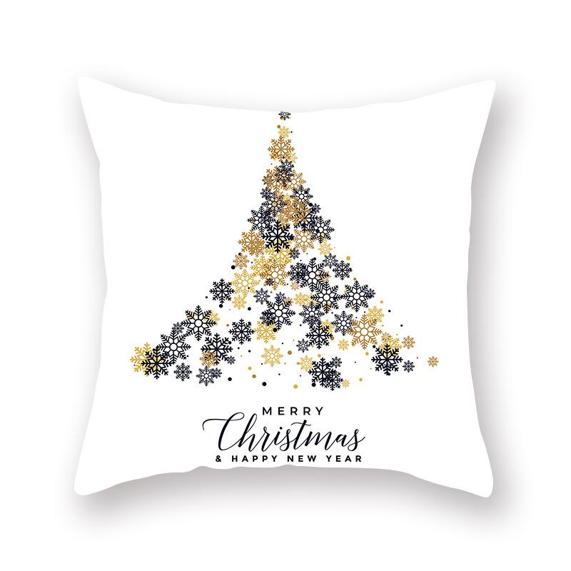 2024 New Christmas Golden Pillow Cover Sofa Car Office Seat Cushion  Bedroom Room  Year Home Decoration Holiday Gift