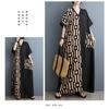 Summer New Printing Thin V-neck Short-sleeved Color Collision Splicing Black Long Dresses