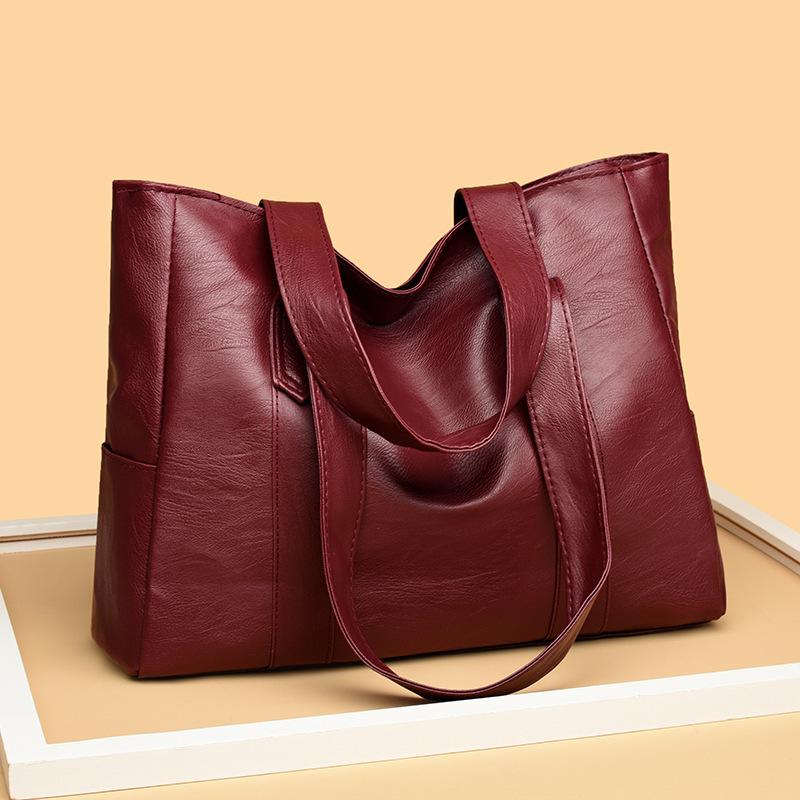 Retro Tragetasche aus weichem Leder Neue PU Handtasche mit hoher Kapazität für Pendler Europäischer und amerikanischer Trend Einfache und vielseitige Mode-Schultertasche