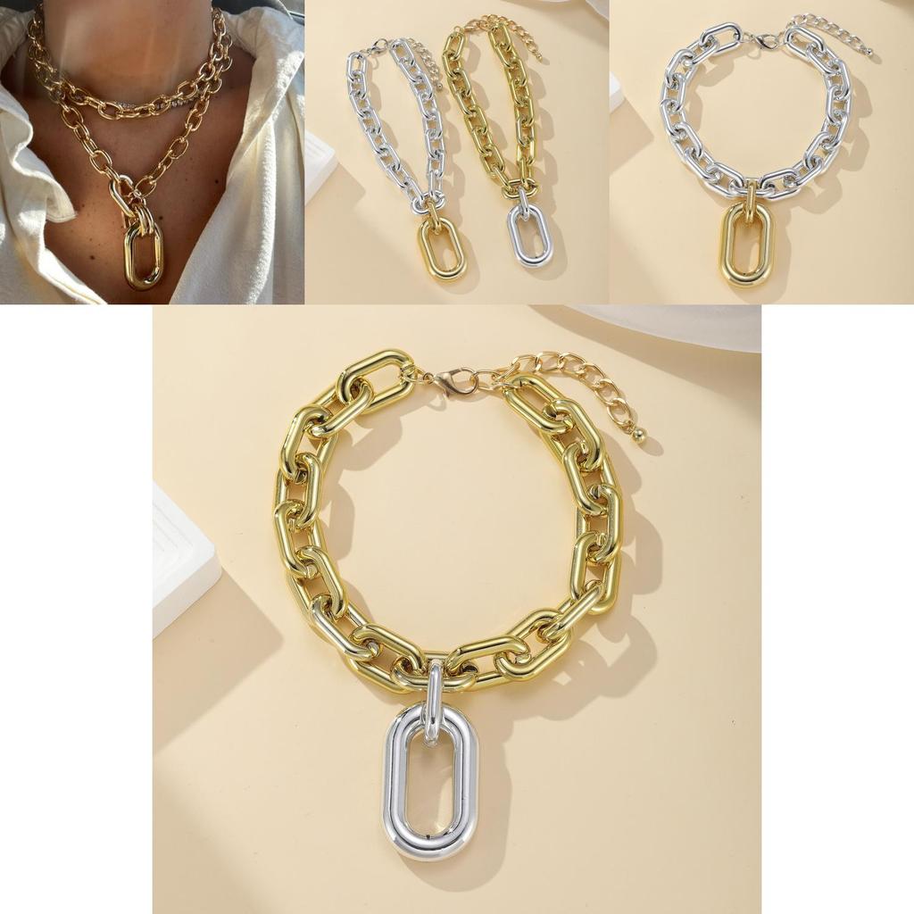 Fashionable Alloy Chain Necklace With Unique U Shape And Geometric Design For Women