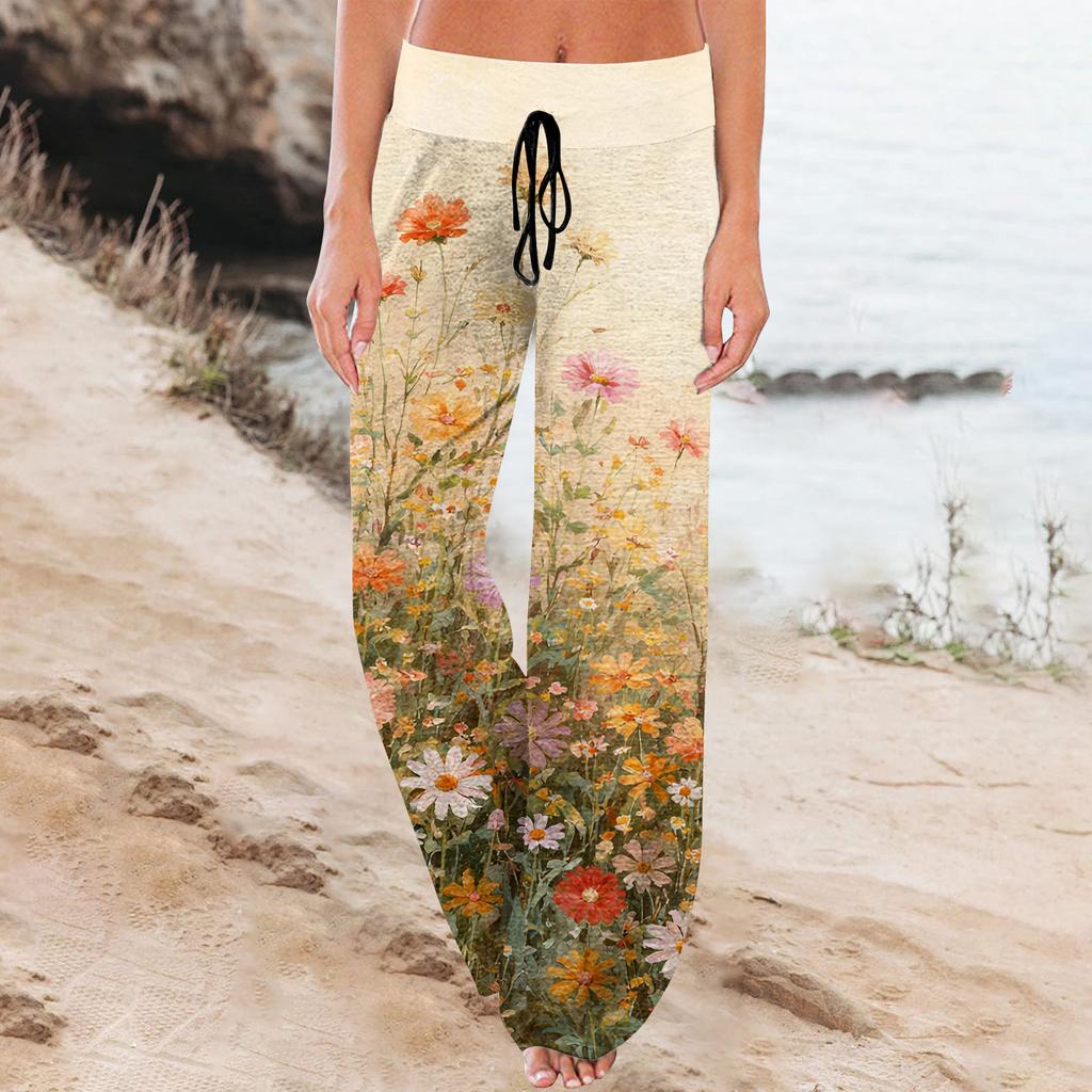 Women's Fashion Loose-Fit Drawstring Elastic Waist Casual Printed Pants