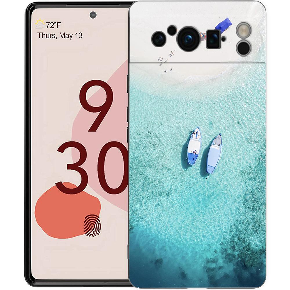 Pretty Blue Sea Fashion Phone Case For Google Pixel 10A 10 9 8 7 6 Pro XL 9A 8A 6A 7A 5G Soft Shockproof TPU Black Cover