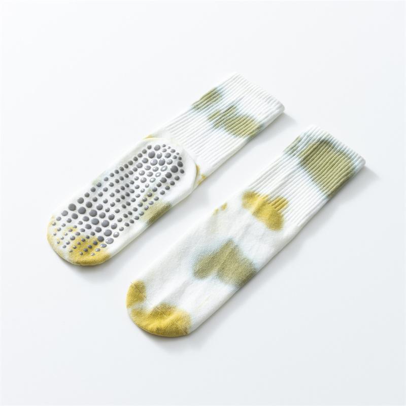 New Printed and Dyed Yoga Calf Socks Cotton Anti Slip and Contrasting Color Floor Socks