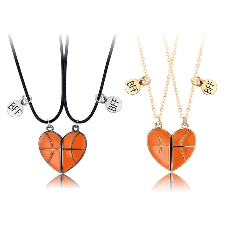 2Pieces Pendant Necklaces Basketball Shaped Pendant Necklaces Jewelry Alloy Material Birthday Gift for Women Men Girls