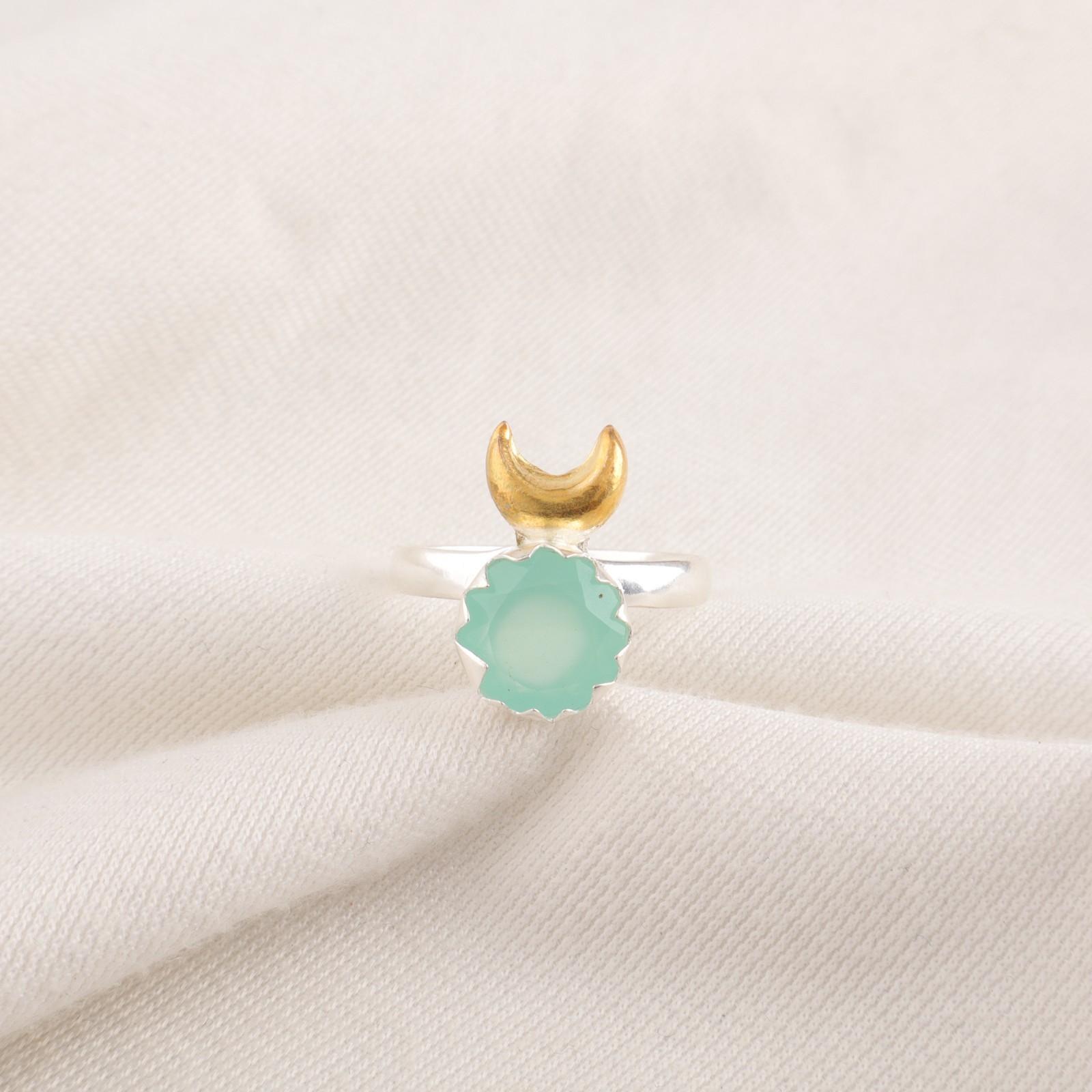 

Sisters Day Deal Aqua Chalcedony Stone 925 Silver Birthday Statement Trendy Ring RR-58-19 15