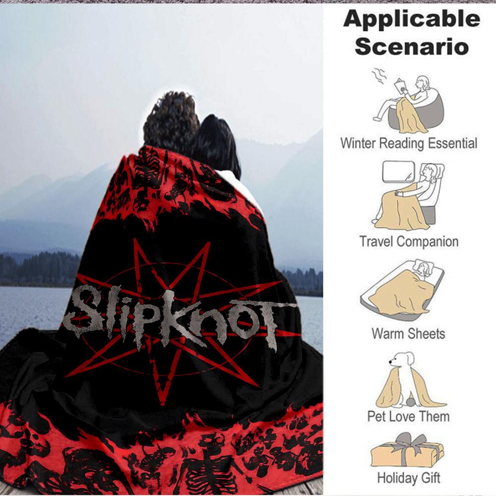 1ks Merch kapely Slipknot Měkká pohodlná deka Digitální potisk, Celoroční víceúčelová pletenina Lůžkoviny, Kancelář, Pohovka Domácí dekorace Deka