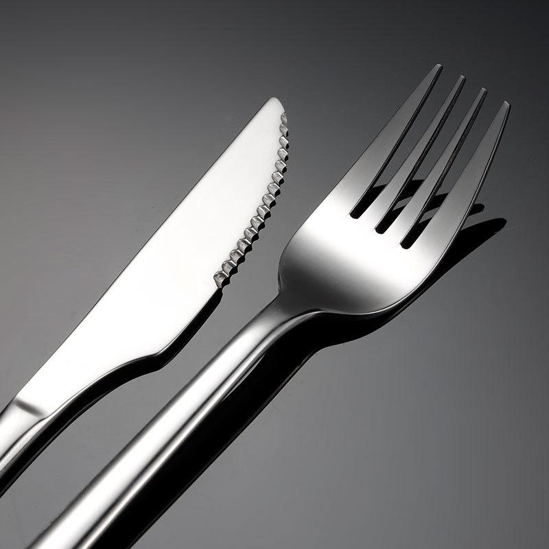 304 Stainless Steel Knife, Fork, Spoon, Western Food, Smooth Edge, Enhanced Quality, Portable Tableware, Round Spoon, Dessert Shop