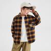 Boys' Warm Orange Plaid Cotton Long Sleeve Shirt Jacket