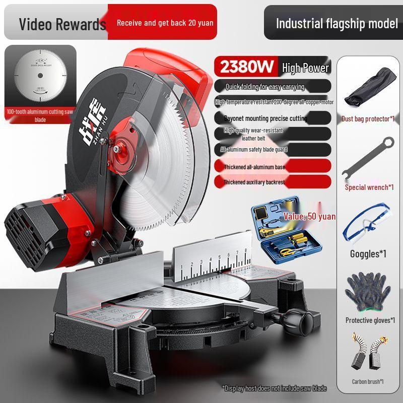 High-Precision 10" Aluminum Cutting Machine & 12" 45° Miter Saw for Wood Corners