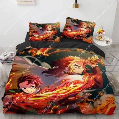 Twin Single Queen King Full Size Duvet Cover Kamado Nezuko Bedding Sets Anime Demon Slayer Bedspread For Teens Girls Fashion