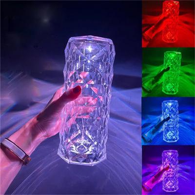 Kristall-Tischlampe, Rosenlichtprojektor, 16 Farben, verstellbar, romantisches Diamant-Atmosphärenlicht, USB-Schlafzimmer-Touch-Schalter-Licht