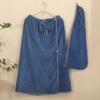 Damen-Bademantel-Set mit niedlicher Schleife, schnell trocknend, Spa-Wraps und Duschhaube