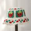 Sweet Crochet Fruit Flower Hat for Women Girls' Fancy Strawberry Design Fisherman Hats