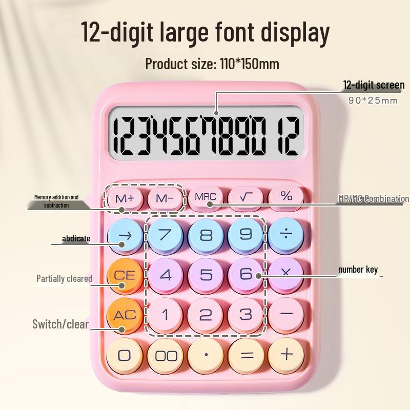 Candy Color Portable Cartoon Calculator for Kids and Office Use