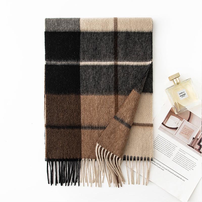 

British Style Maillard Color Cashmere Scarf for Men High End Winter Versatile Couple Warm Scarf for Women 180*30cm