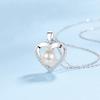 Girl Adult's Day White Gold 18K Necklaces 0.96CT Moissanite Diamond 9mm Pearl Heart Pendant Women Platinum Birthday Gift