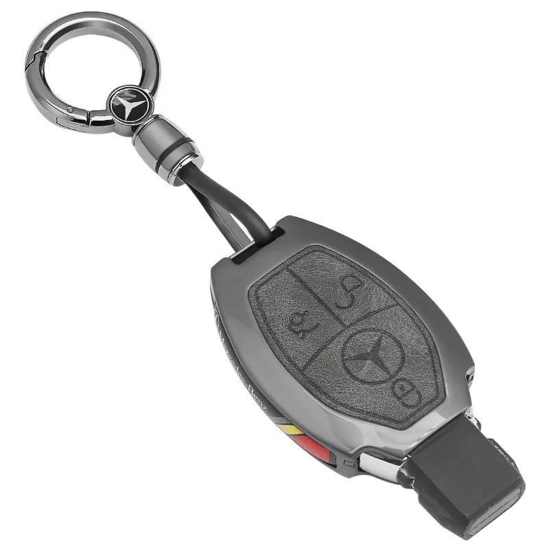 2025 Hot Car Sticker 2025 Fashion Styling Leather Alloy Car Remote Key Case Cover For Mercedes Benz A B C S Class AMG GLA CLA GL