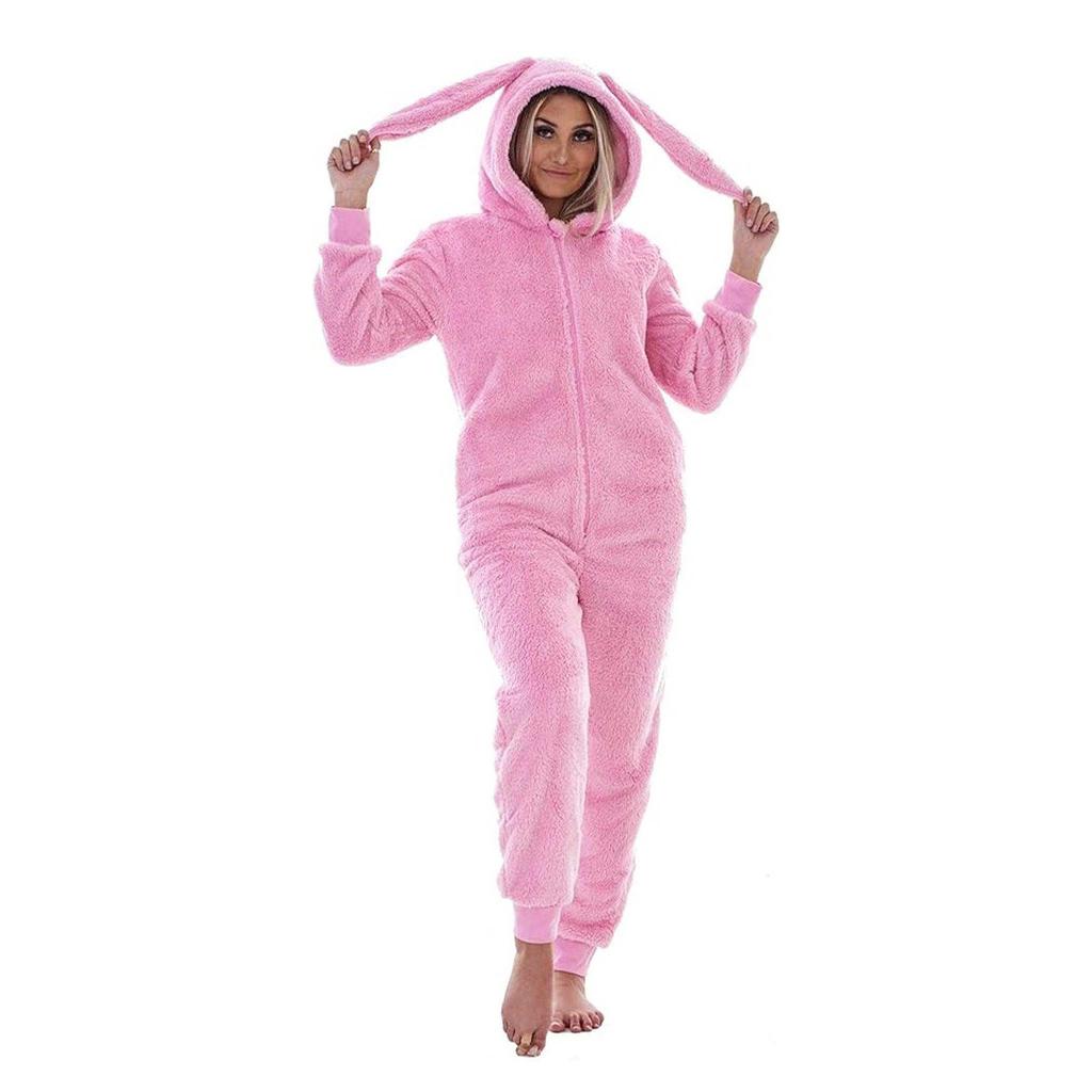 Keanu Womens/Ladies Bunny Ears Fleece Hooded Jumpsuit
