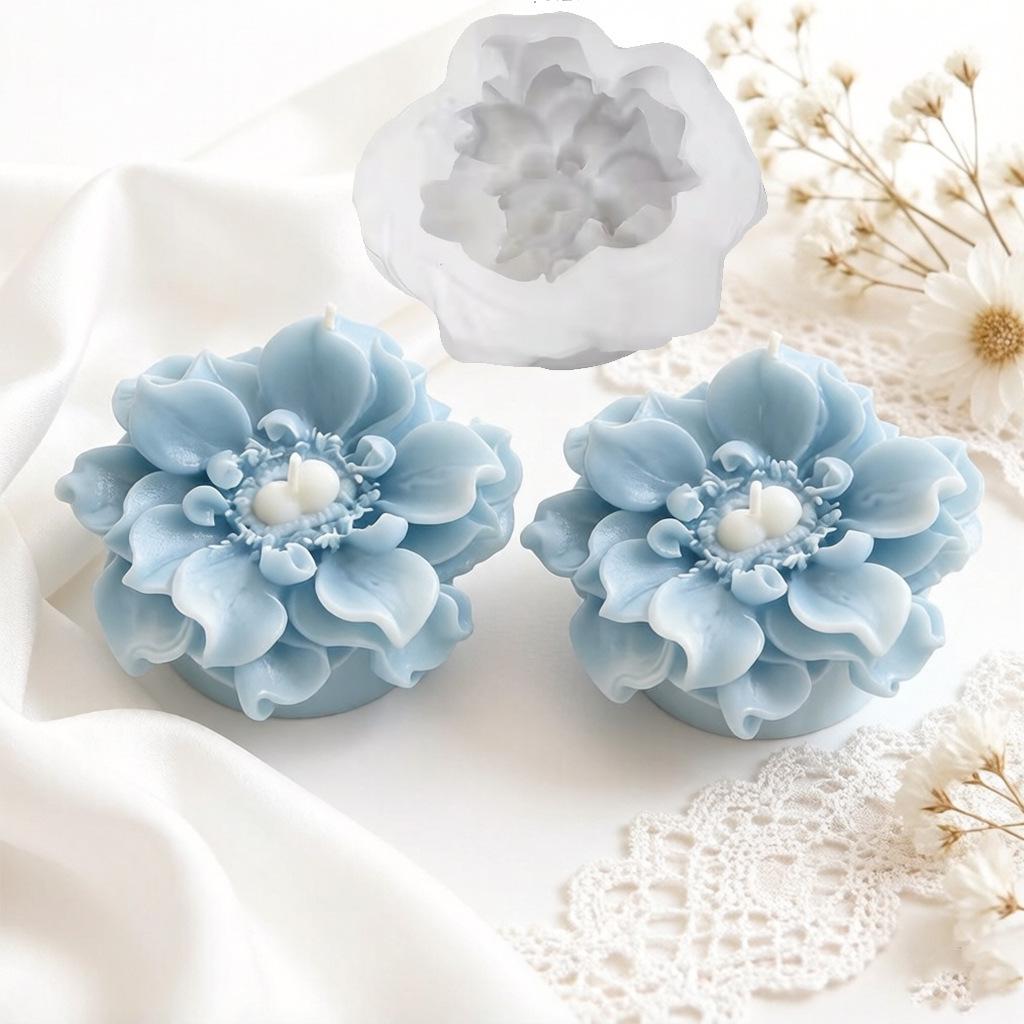 Silver Lotus Flower Silicone Mold for Cake and Candle DIY