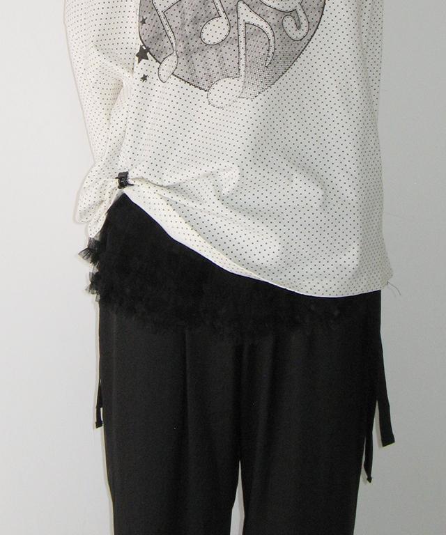 RONRON Fluffy Dot Ruffle Mesh Belt Black