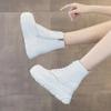 Mode Femmes Bottines Blanches Augmenter la Hauteur Semelle Épaisse Hiver Chaussures de Loisirs Extérieur Pour Filles Printemps Automne Bottines de Moto Mujer