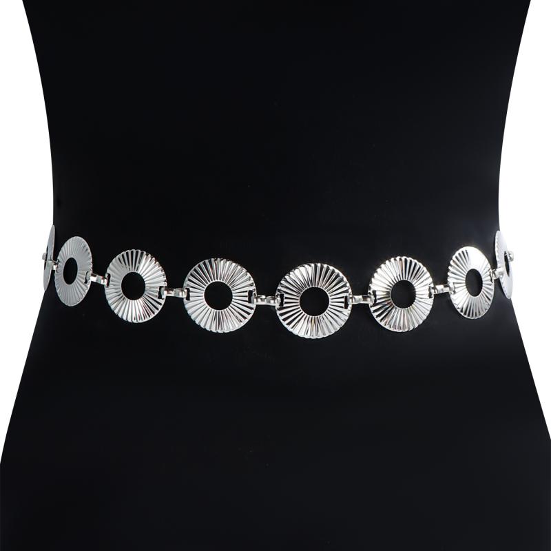 Women'S Fashion Circle Metal Chain Belt Fringes Ring Waist Chain Clothes Belt Waistband For Summer Beach