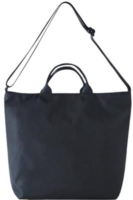 Bolsa Tote Leve Asunaro Box, Bolsa Transversal, Bolsa de Ombro, Bolsa de Fraldas, Nylon Feminino e Masculino, Unissex, 2 Vias, Leve, Cor Sólida (Preto)