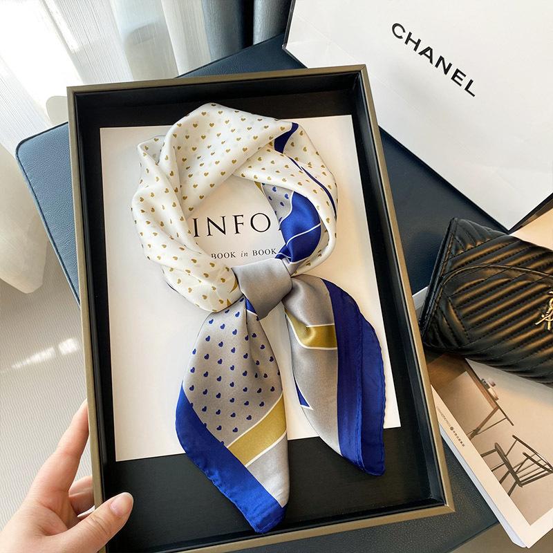 New Silk Square Hair Scarf Foulard Pashmina Shawls Wraps Neck Scarves Women Floral Bandana Headbands Floral Bufandas Female