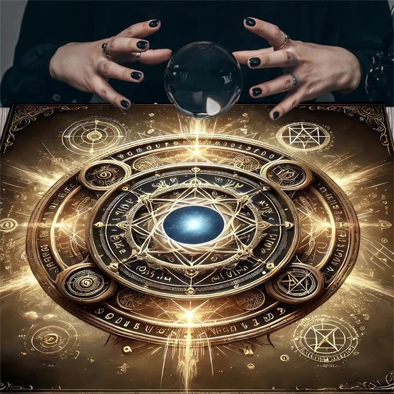 Fleece Tarots Cloth 50x50cm/60x60cm/75x75cm Soft Divination Mat with Mystical Pattern Suitable for Psychic Reading