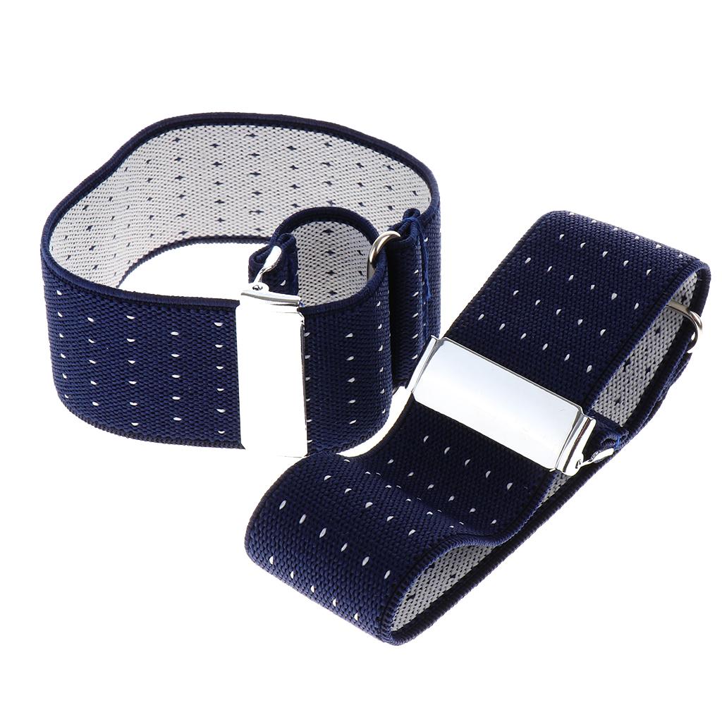 

Elastic Jacquard Cuff Sleeve Holders for Men Anti Slip Shirt Garter Belt Adjustable Armband for Daily Use тёмно-синий