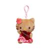 Adorable Cartoon Black Cat Plush Keyring with Surfing Beach Ring Pendant