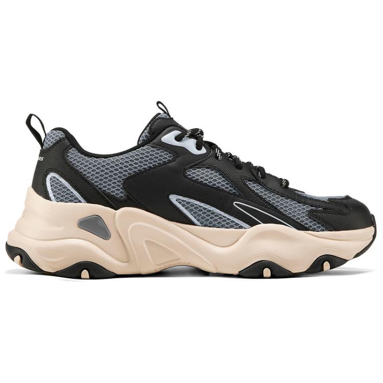 Skechers DLites 5.0 Panda Shoes Comfortable Versatile Shock Absorbing Durable Supportive Lightweight Increased Height Low Top Dad Shoes 232496-BKMT
